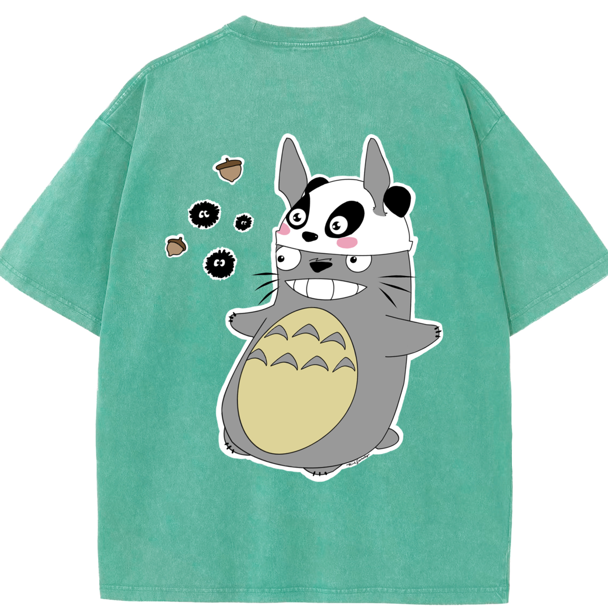 （画像用） となりのトトロ 草壁メイ 草壁サツキ My Neighbor Totoro Satsuki Kusakabe Mei Kusakabe 綿100% ヴィンテージ風 半袖Tシャツ（背面プリント）